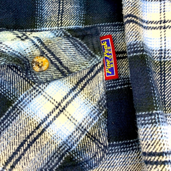 VTG ⭐️ PINE PEEK BLUES Boys long sleeve flannel- Large 14/16 - Picture 3 of 4